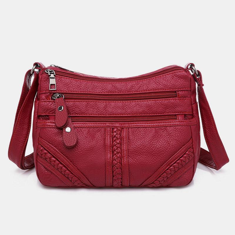 Einfarbige Umhängetasche mit mehreren Taschen