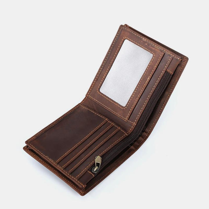 RFID Crazy Horse Leder Bifold Vintage Geldbörse