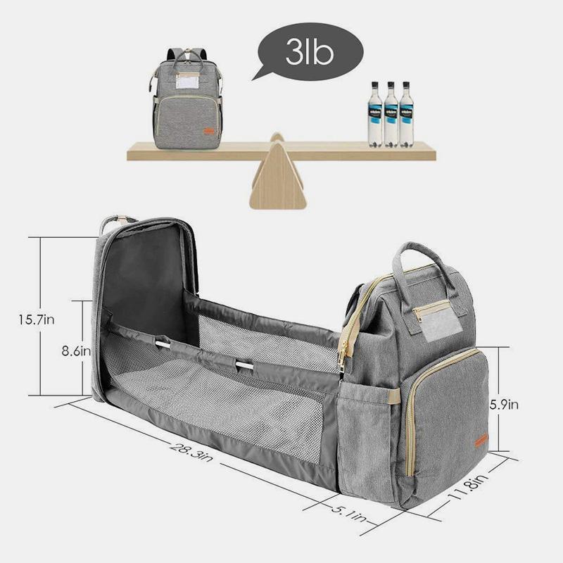 Wickeltasche, tragbarer Reiserucksack mit Wickelunterlage, USB-Aufladung 