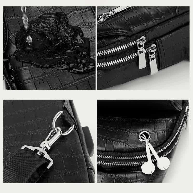 Sling-Rucksack aus Krokodil-Maserungsleder für Herren, Schultertasche, Reise-Tagesrucksack