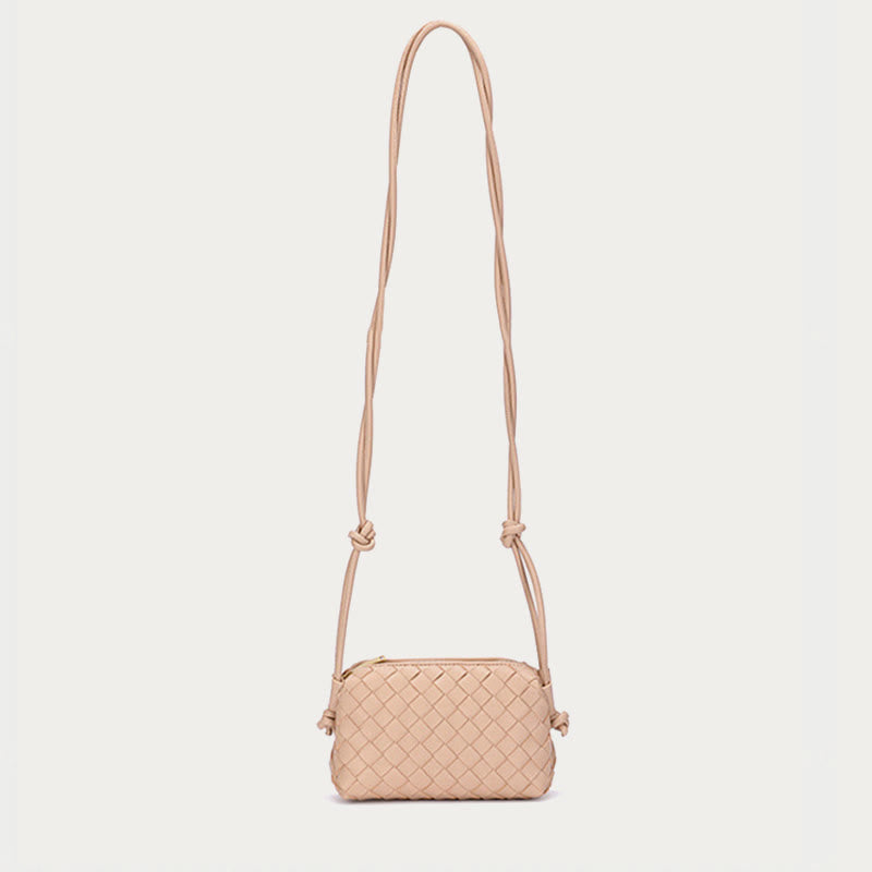 Umhängetasche für Damen, gestrickt, mit Karomuster, Handytasche