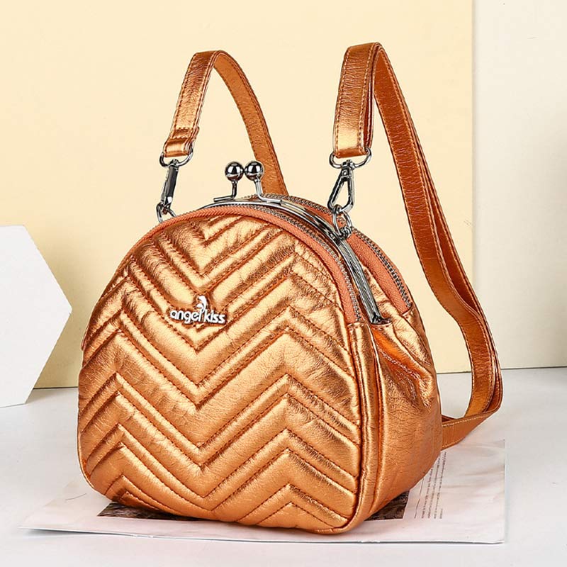 Mini-Rucksack mit drei Fächern, Kisslock-Reißverschluss, Tagesrucksack, modische Party-Geldbörsen, Handtaschen