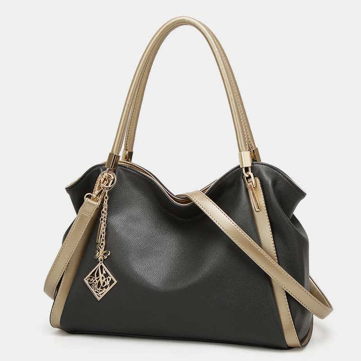 Große Handtasche aus Leder für Damen mit Reißverschluss und Tragegriff oben