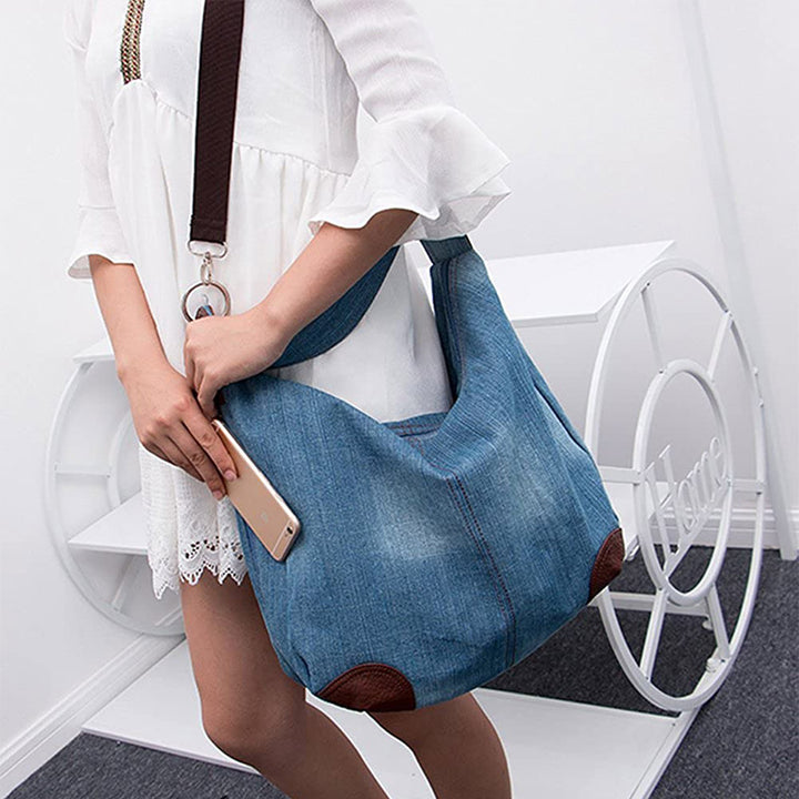 Multifunktionale klassische Denim Tote Hobo Schulter Umhängetasche