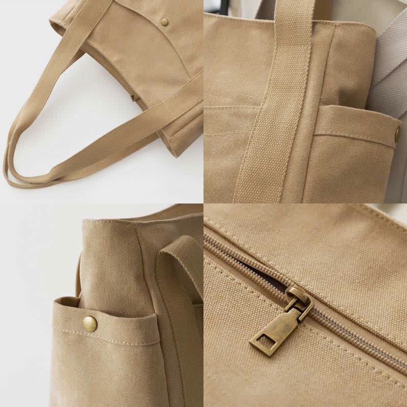 Große Kapazität Canvas Schultertasche Mehrere Taschen Handtasche Einkaufs