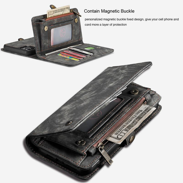 Retro Leder Brieftasche Handytasche für iPhone Samsung Huawei mit Multi-Slot