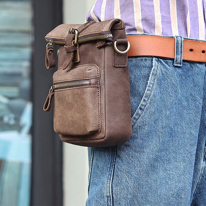 Gürteltasche für Herren, multifunktionale Gürteltasche aus Leder für Outdoor-Sportbekleidung
