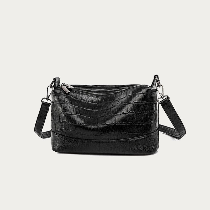 Einfache Umhängetasche für Damen mit Krokodildruck, Retro-Tagestasche