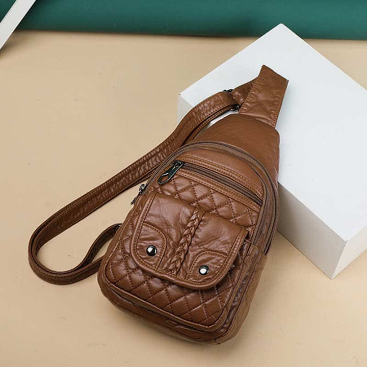 Retro Sling-Rucksack für Damen, mehrere Taschen, Umhängetasche aus PU-Leder