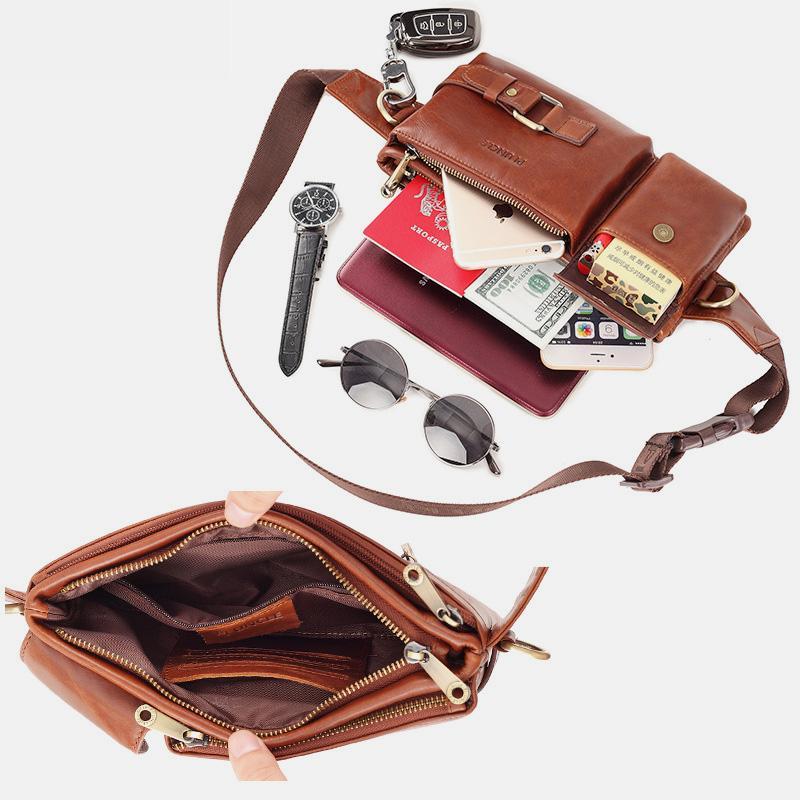Vintage Multi-Carry Schultertasche aus echtem Leder