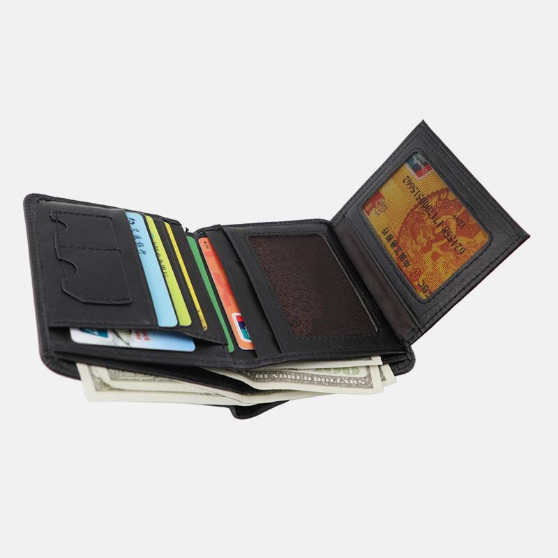 RFID-geschützte Geldbörse aus echtem Leder mit großem Fassungsvermögen und zwei Fächern