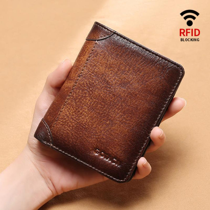 RFID-Multi-Karten-Geldbörse aus echtem Leder