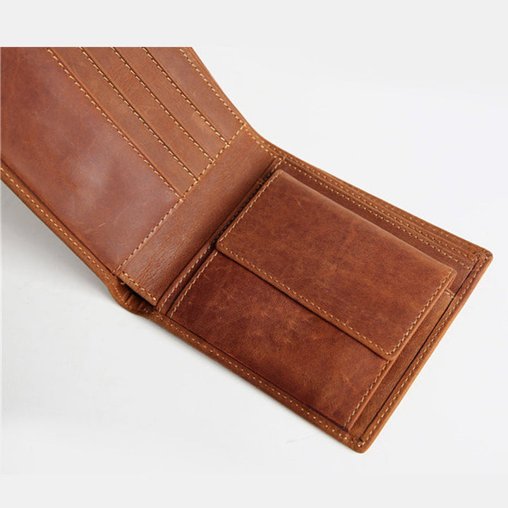 Lässige Bifold-Geldbörse aus echtem Leder im Vintage-Stil