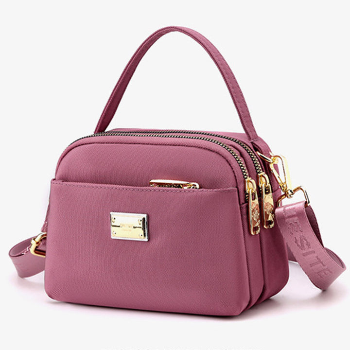 Leichte Umhängetasche aus Nylon mit mehreren Taschen für Damen, 3-lagig