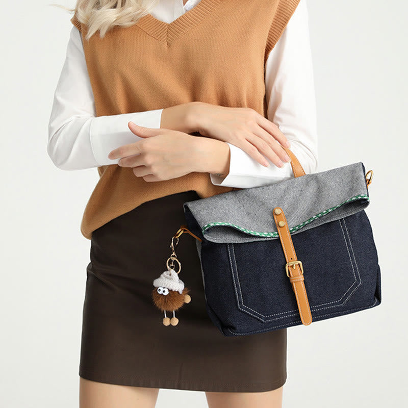 Damen 2-teiliges Denim-Handtaschen-Set, modisches Umhängetaschen-Set