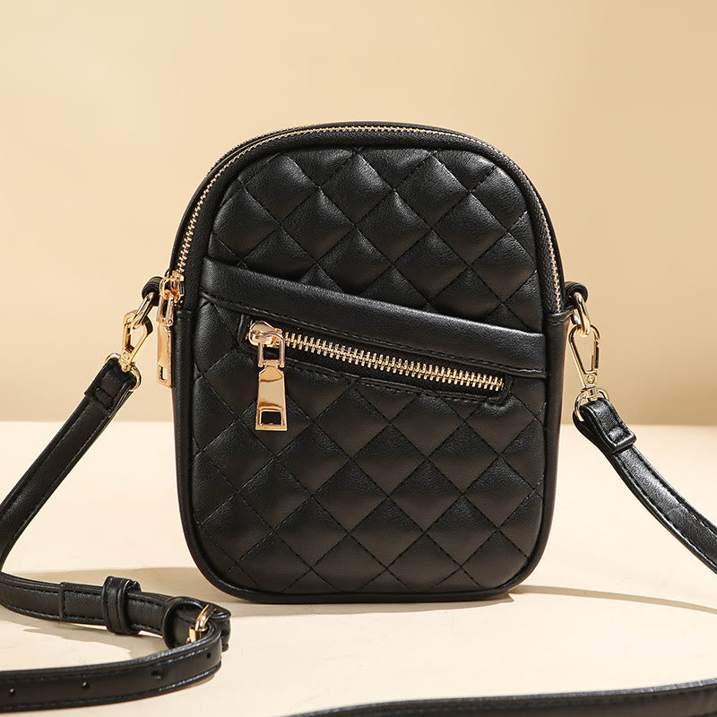 Handytasche für Damen mit Rautenmuster, einfarbig, Mini-Tasche