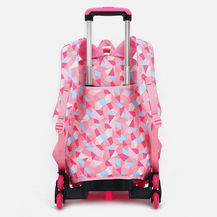 Schultasche mit Rollenden Rädern für Jungen und Mädchen, bunt bedruckter Rucksack