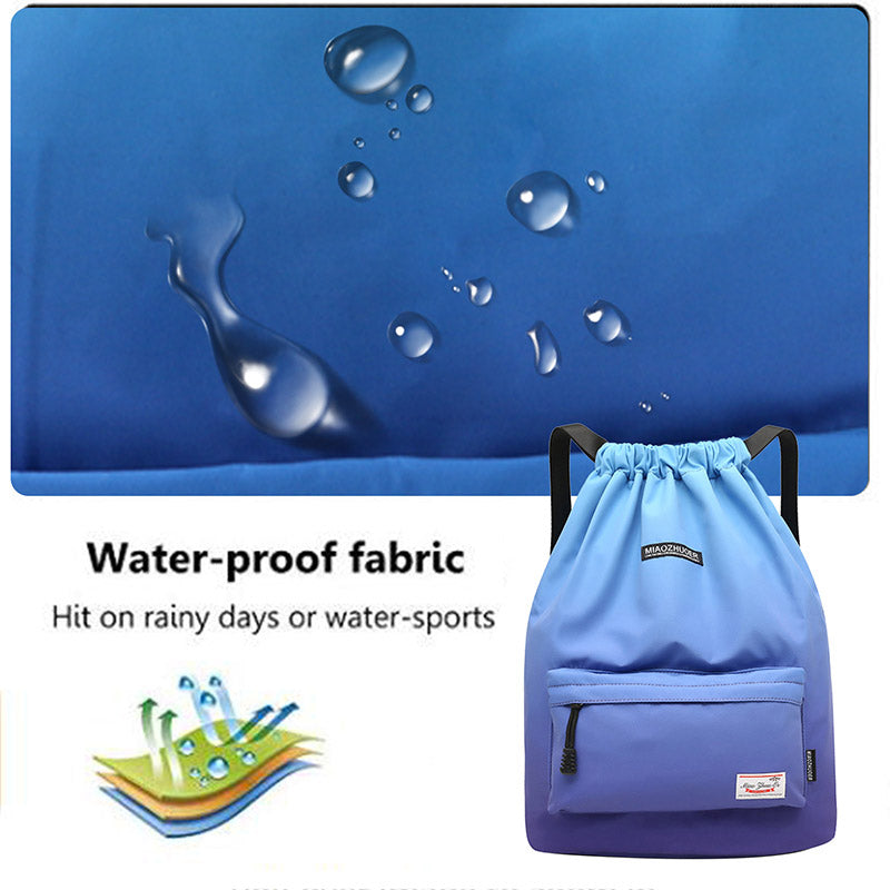 Wasserdichter Nylon-Rucksack mit großer Kapazität und Kordelzug für Sport, Schwimmen, Yoga