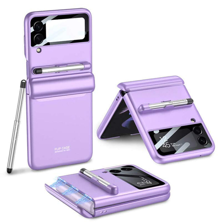 Handyhülle für Galaxy Z Flip 3 mit Stift, Anti-Drop-Scharnierschutz, Telefonabdeckung