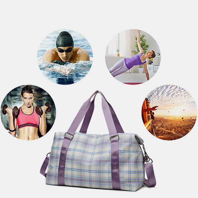 Große Kapazität, wasserdicht, kariert, lässig, Fitness-Reise-Handtasche
