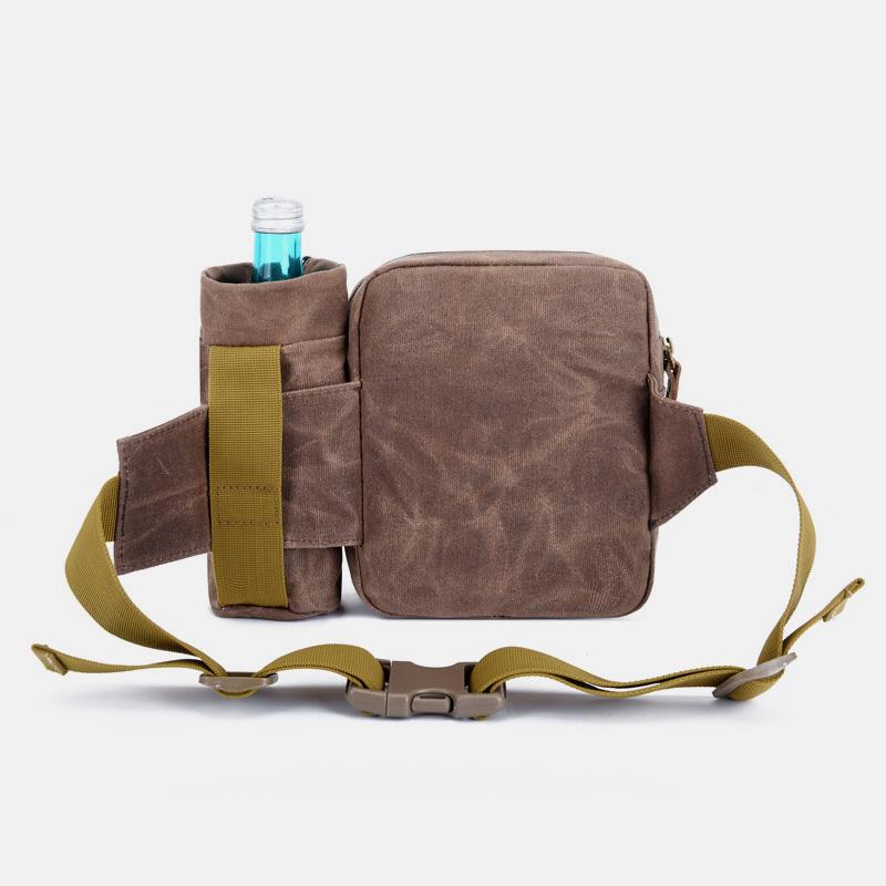 Canvas-Gürteltasche für Damen und Herren, Hüfttasche, Brusttasche mit Flaschenfach