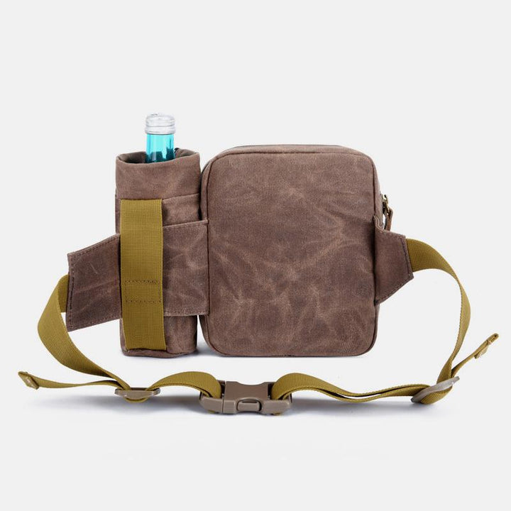 Canvas-Gürteltasche für Damen und Herren, Hüfttasche, Brusttasche mit Flaschenfach
