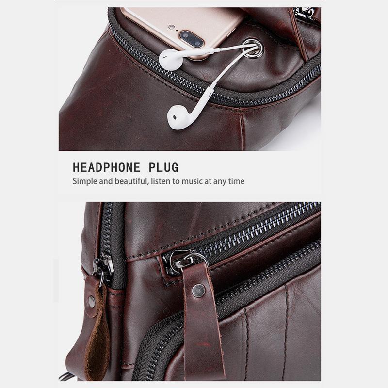 Multifunktions-Schultertasche aus echtem Leder im Vintage-Stil