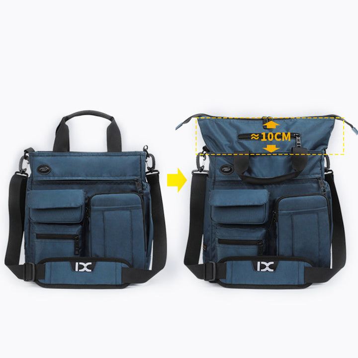 Skalierbare Umhängetasche mit großem Fassungsvermögen und mehreren Taschen