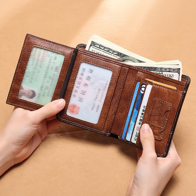 RFID-Multi-Karten-Geldbörse aus echtem Leder