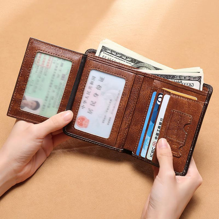 RFID-Multi-Karten-Geldbörse aus echtem Leder