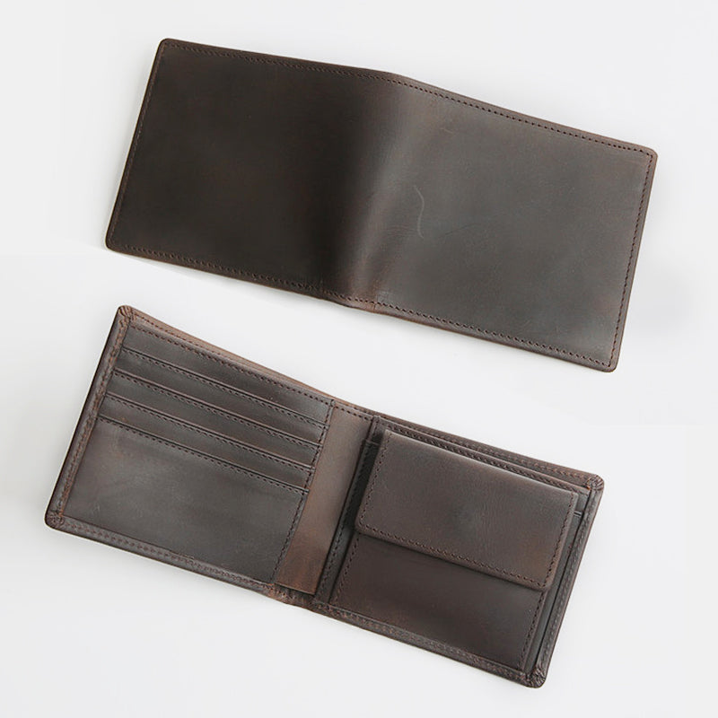 Lässige Bifold-Geldbörse aus echtem Leder im Vintage-Stil