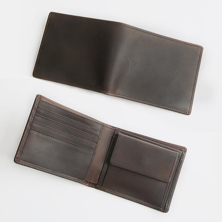 Lässige Bifold-Geldbörse aus echtem Leder im Vintage-Stil