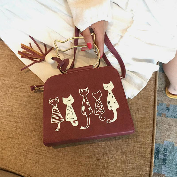 Süße Handtasche mit Katzenpfotenmotiv, Umhängetasche zum Mitnehmen