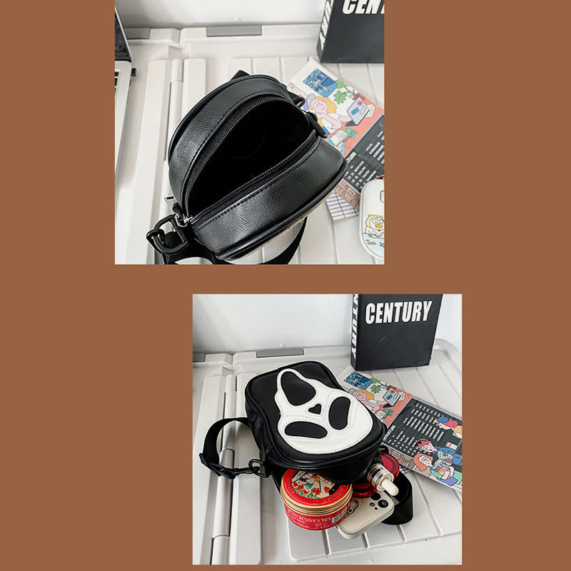 Umhängetasche für Partys, lustiges Geister-/Totenkopf-Muster, Lederpaket