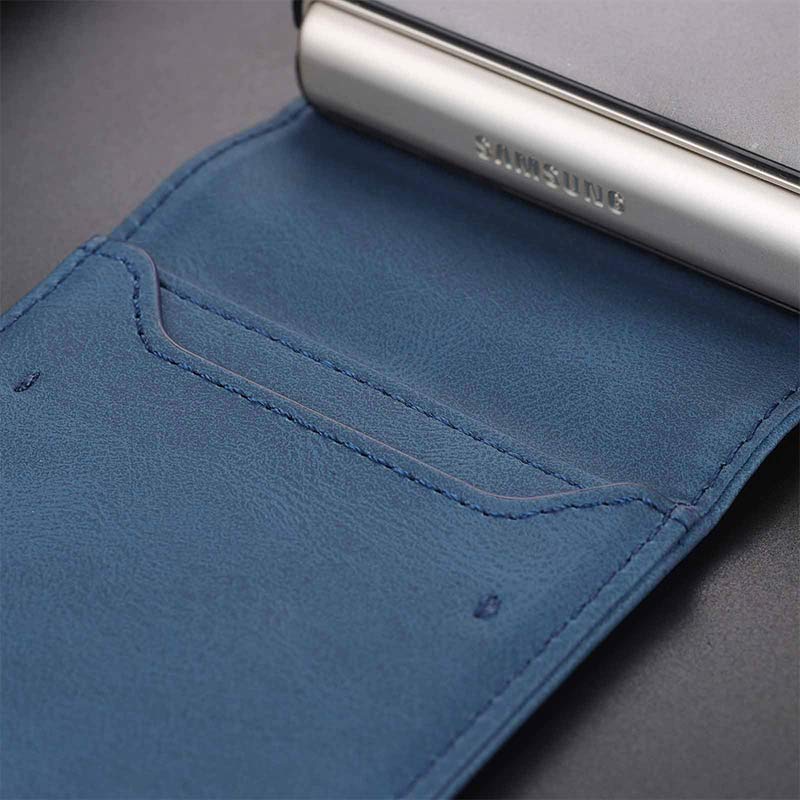 Handyhülle aus echtem Leder für Galaxy Z Flip3 / Flip2 mit Kartenhalter