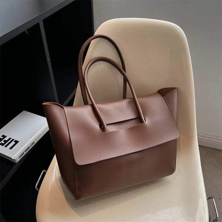 Clamshell Tote für Frauen Große minimalistische Leder Büro Pendler Geldbörse