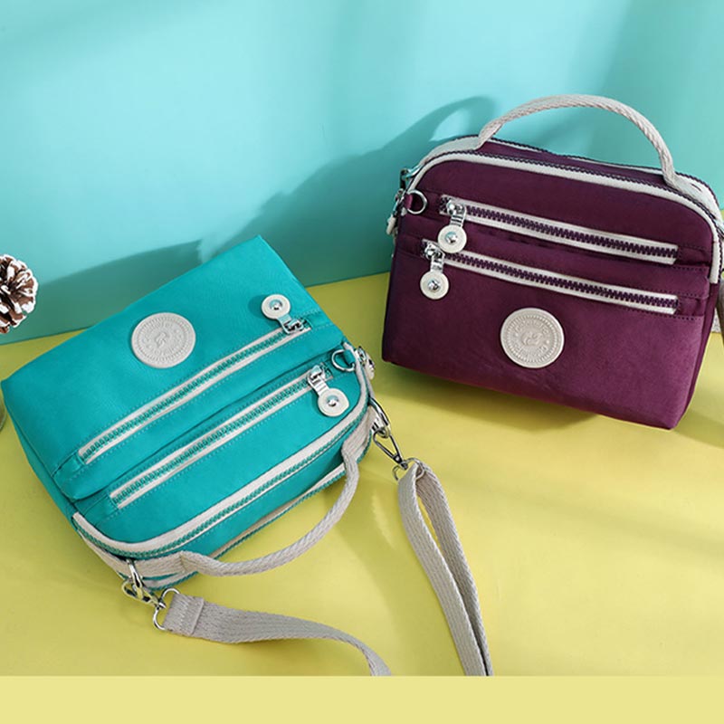 Leichte Handtasche aus Nylon mit mehreren Taschen, kleine Umhängetasche