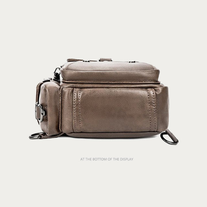 Retro-Schultertasche aus Leder mit Diebstahlschutz und interaktiven Taschen, geräumiger Tagesrucksack