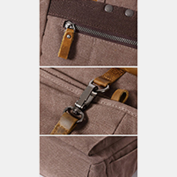 Unisex Canvas Leder Wandern Reise Rucksack Rucksack Schultasche Daypack