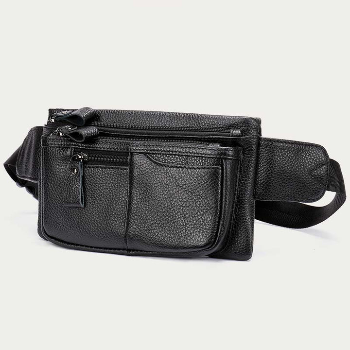 Klassische Sling Bag aus Leder für Herren, Gürteltasche mit verstellbarem Riemen
