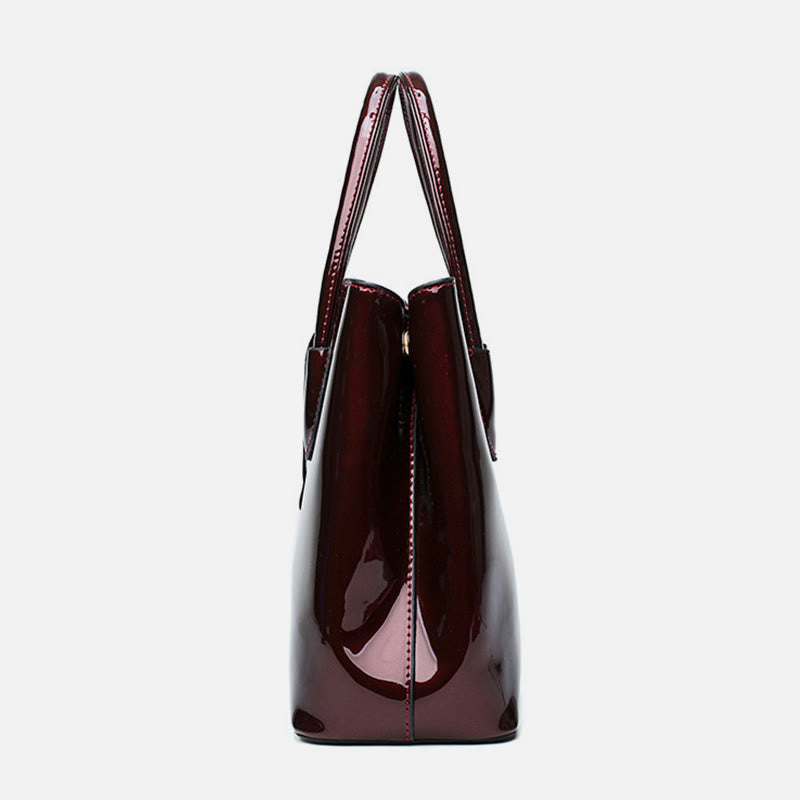 Retro Spiegel glänzend Leder Bucket Bag Damen Umhängetasche - image 7