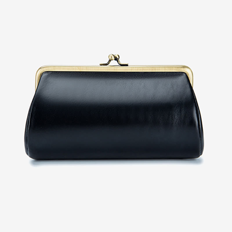 Clutch für Damen, Retro, schlichte Abendtasche aus echtem Leder