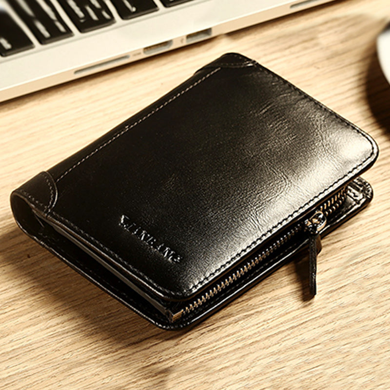 Solide RFID Echtleder Geldbörse Organizer Geldbörse
