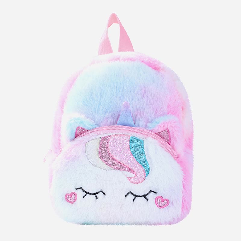 Rucksack für Frauen Einhorn pelzigen niedlichen Cartoon Kleinkinder Kinder Schultasche