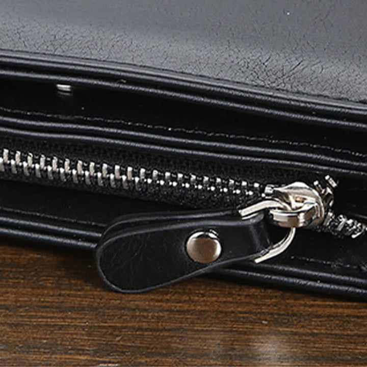 Vordertaschen-Geldbörse für Herren, Ledergeldbörse mit mehreren Fächern und Ausweisfenster