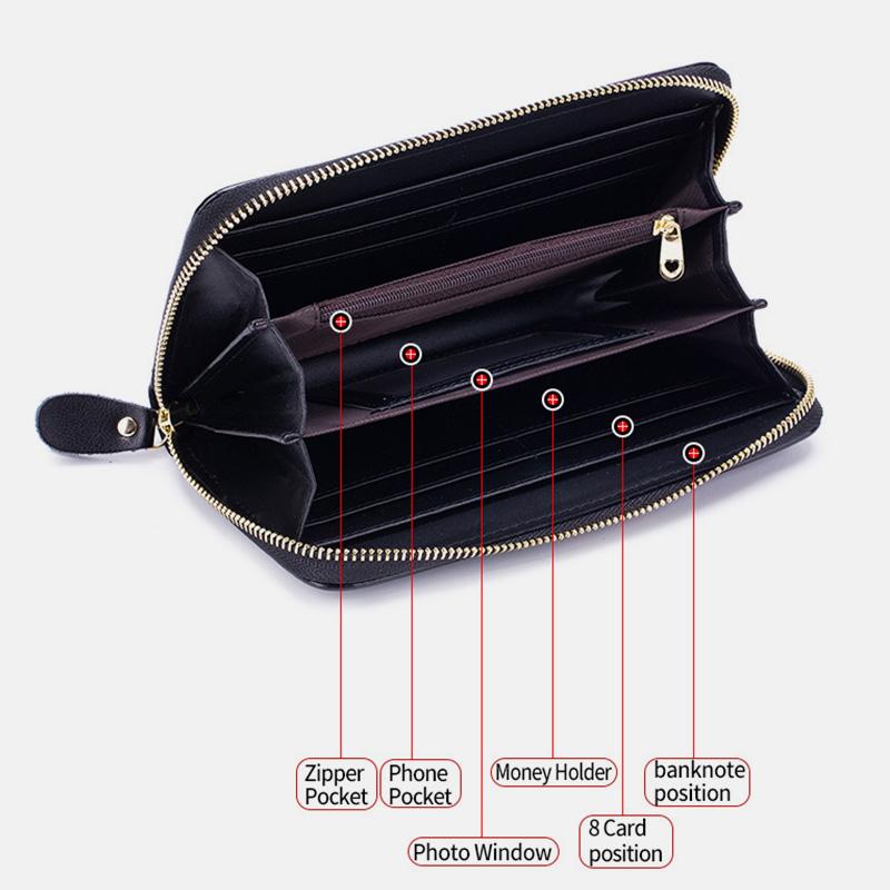 RFID-Geldbörse aus echtem Leder mit Vintage-Blumenprägung