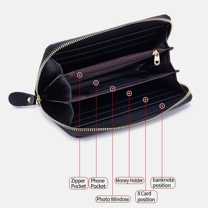 RFID-Geldbörse aus echtem Leder mit Vintage-Blumenprägung