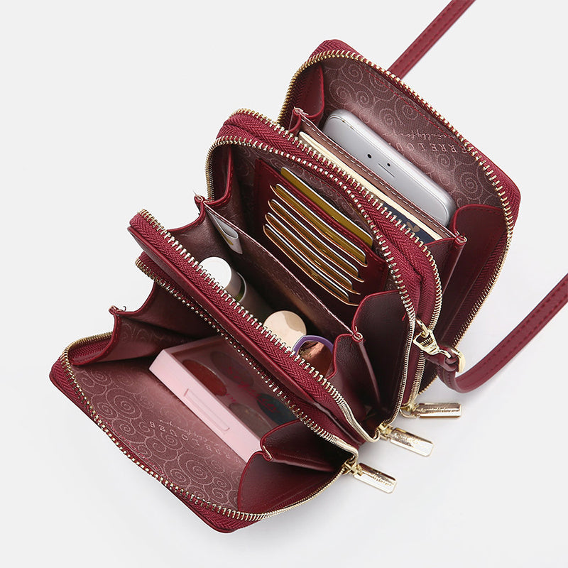 Mehrschichtige, einfarbige, lässige Mini-Umhängetasche, Handytasche