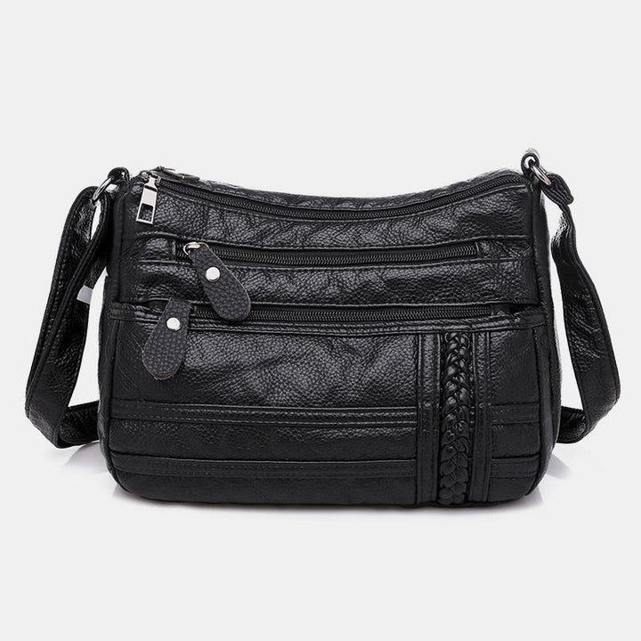 Einfarbige Umhängetasche mit mehreren Taschen