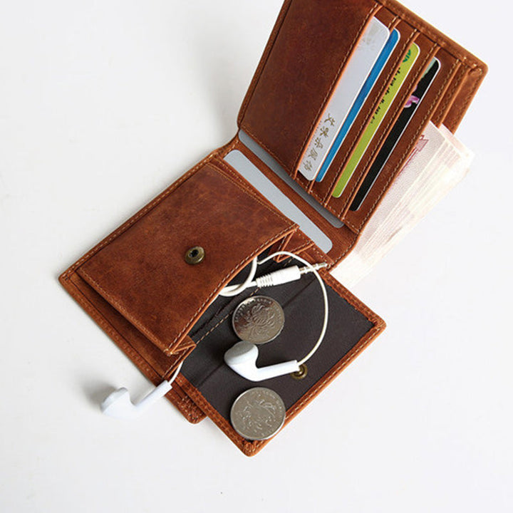 Lässige Bifold-Geldbörse aus echtem Leder im Vintage-Stil
